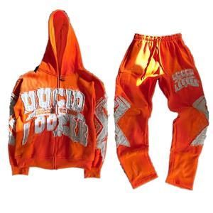 Ensemble survêtement personnalisé délavé à l'acide pour homme, broderie usée, pantalon de survêtement et sweat à capuche 500 g/m², streetwear Y2K pour homme, pour le jogging - Product Image 2