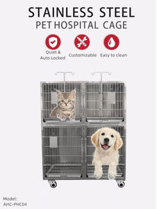 Cage <span class=keywords><strong>pour</strong></span> chien robuste en acier inoxydable 304 avec double porte en métal solide <span class=keywords><strong>pour</strong></span> chiens moyens et grands <span class=keywords><strong>pour</strong></span> hôpital <span class=keywords><strong>pour</strong></span> animaux de compagnie - Product Image 5
