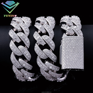 Hot sale raised cuban link chain Gold plated 925 sterling <b>silver</b> diamond Pass diamond tester VVS moissanite GRA certificate Gift - Product Image 6
