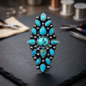 À la mode Moderne Naturel À La Main Turquoise 925 Sterling Bague En Argent Anneau de Pierre Gemme En Gros Usine Prix Bijoux - Product Image 3