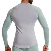 Hommes Compression T Shirt 85% Polyester 15% Spandex Manches Longues Sport Training Gym Baselayer Sportswear Compression T Shirt