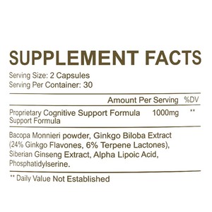 Label pribadi Memo Master suplemen otak <span class=keywords><strong>Pills</strong></span> - Natural nototropik untuk memori, fokus & kejelasan Mental-60 Kapsul - Product Image 3