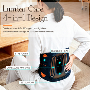 Portable Cordless Back Lumbar Massager belt Red light therapy <b>heating</b> relieve fatigue pain Back and waist body massage belt - Product Image 1