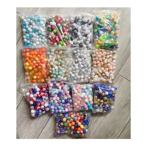 100pc/bag 20mm mix style bubblegum beads for pen making round acrylic beads gumball rhinestones beads for jewelry making