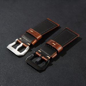 Bracelet de montre en cuir italien vintage huilé et ciré pour homme, 20mm/24mm, vente en gros - Product Image 4