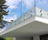 Rampe murale en verre avec poteaux de fixation pour terrasse et escalier, support de verre creux