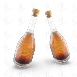 Venta al por mayor Botella de vidrio redonda 500ml 700ml Vodka Whisky Spirit Licor botella de vino