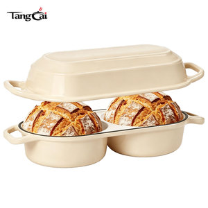 Marmite à pain double ronde <span class=keywords><strong>en</strong></span> <span class=keywords><strong>fonte</strong></span> <span class=keywords><strong>émaillée</strong></span> la plus vendue avec couvercle, 16 cm de diamètre, mini <span class=keywords><strong>cocotte</strong></span> hollandaise pour la cuisson du pain au levain - Product Image 2
