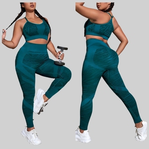 YNSEA OEM Großhandel Bedrucktes Übergrößen-Yoga-Set Sportbekleidung Crop Top Sport-BH Leggings Yoga Activewear 2-teiliges Fitness-Set - Product Image 5