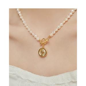 French Retro Style Women's Natural Pearl <b>Necklace</b> Young <b>Fashionable</b> Collarbone <b>Chain</b> Light Luxury Nich Neck - Product Image 1