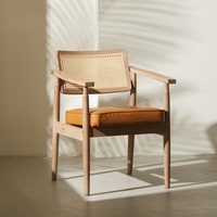 Chaise de salle à manger en rotin minimaliste moderne avec structure en bois massif, style luxe léger, origine Chine, pour café, bar, comptoir