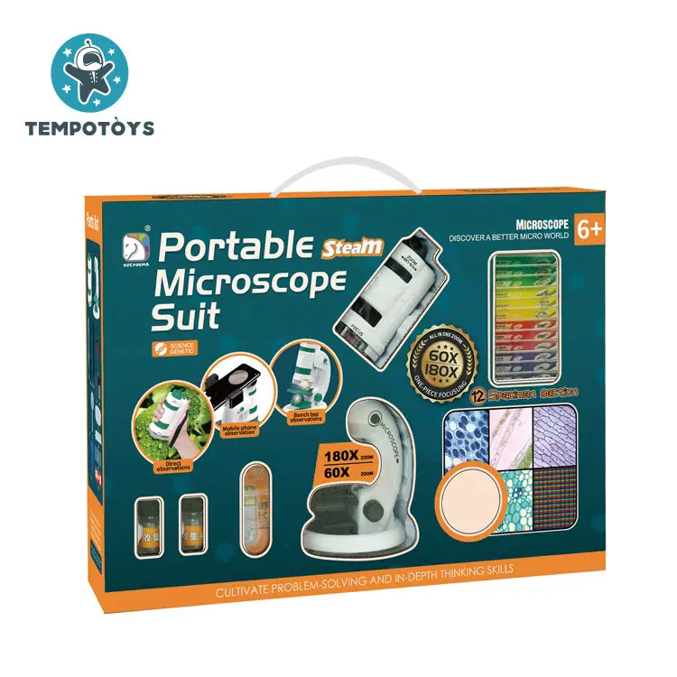 Tempo Toys Stem Kit For Kids Educational Portable Microscope Set Stem Toys Educational