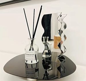 HOT Mirror Acrylic Vase Geometric Clear Flower Vase Tall Wave Shaped Plastic Bottle Modern Flower Vases for Centerpieces