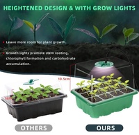 Kit de démarrage de plantes pour pépinière de jardin, avec 12 cellules, éclairage LED, dôme d'humidité, plateaux de semis, kit de germination, base de germination, kit de culture de graines