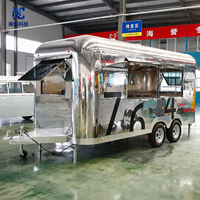 Remorque alimentaire commerciale en aluminium de 5 m, style rétro, cuisine mobile, double essieu tandem, restauration extérieure