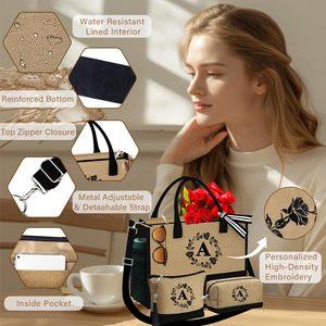 <span class=keywords><strong>Sac</strong></span> fourre-tout en jute cadeau <span class=keywords><strong>personnalisé</strong></span> pour mariage anniversaire plage vacances cadeau pour femmes <span class=keywords><strong>maman</strong></span> enseignants amis demoiselles d'honneur - Product Image 4