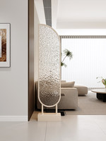 Paravent portable design artistique sur pied, installation sans perçage, panneau en verre trempé, intimité pour porte d'entrée