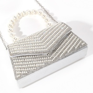 Bell Luxury Vintage Pearl Rhinestone Shiny Crossbody Wedding Clutch Bag Elegant Formal Evening Handbag for Ladies Fashion - Product Image 1