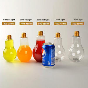 Wholesale 16oz <b>Empty</b> for PET Beverage Drinking Light Bulb Shape Juice <b>Bottle</b> with Screw Aluminum Lid Screen Printing - Product Image 5