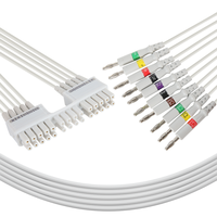 Câble EKG compatible avec Mortara ELI 280, AM12, 10 fils, connecteurs banane 4,0 mm, câbles de connexion IEC pour usage patient, fourni par l'usine