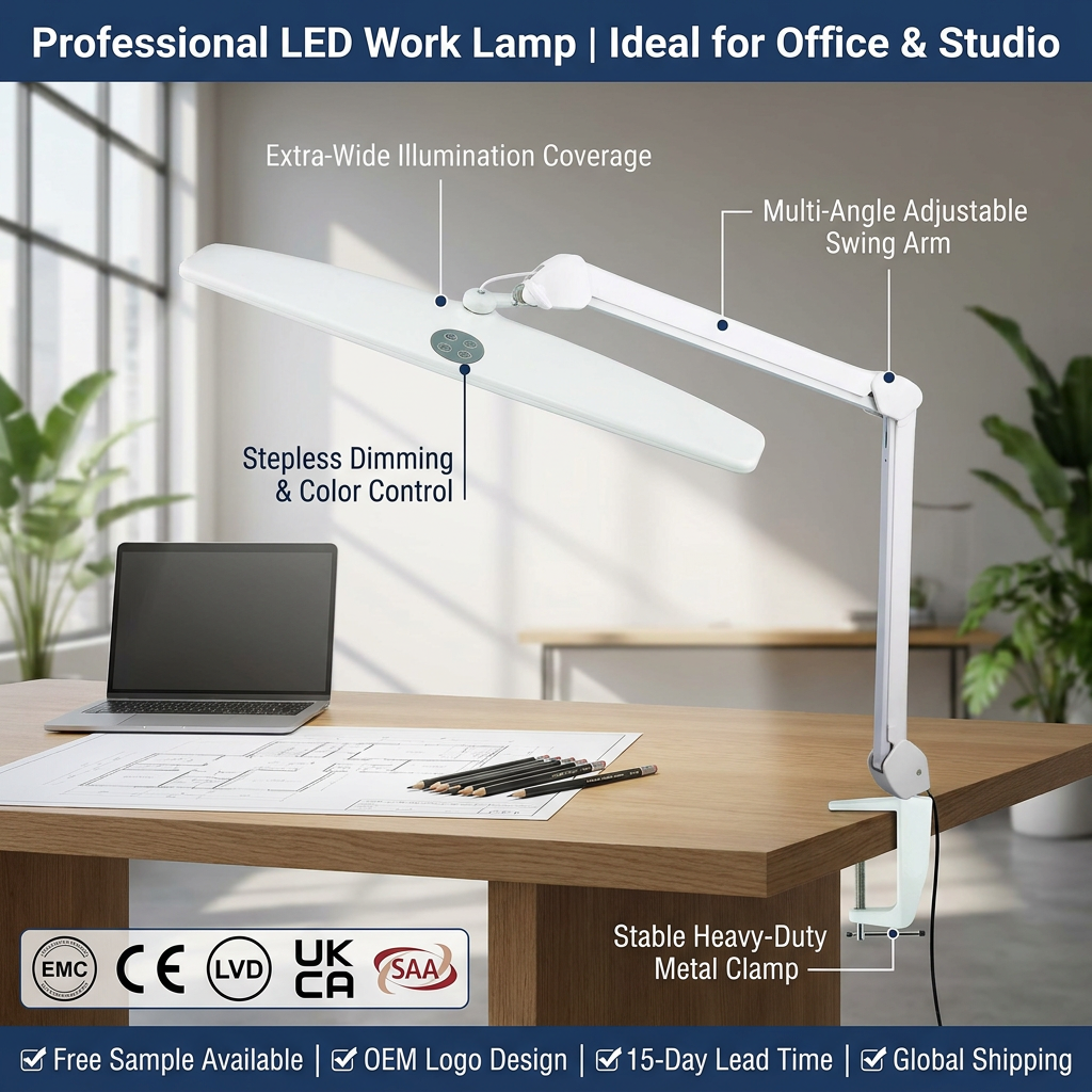 Usb Swing Arm Led Desk Lamp With Clamp Dimmable Reading Light Clip-On Table Working Work Desk LED Light Lamp