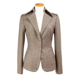 Hot Sale OEM Custom Design Formal Style Single Button Long Sleeve Stand-Up Collar Office Lady Suits Woollen Coat