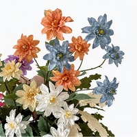 Rangkaian Bunga Dahlia Realistis 4 Tangkai untuk Pernikahan & Hari Valentine, Dekorasi Taman Buatan, Bunga Sutra Buatan Tangan