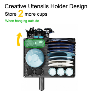 調節可能な金属製食器乾燥ラック、キッチンシンク排水トレイ、スチール製プラスチック製カトラリーホルダー、皿、ボウル収納、食器乾燥ラックデザイン - Product Image 4
