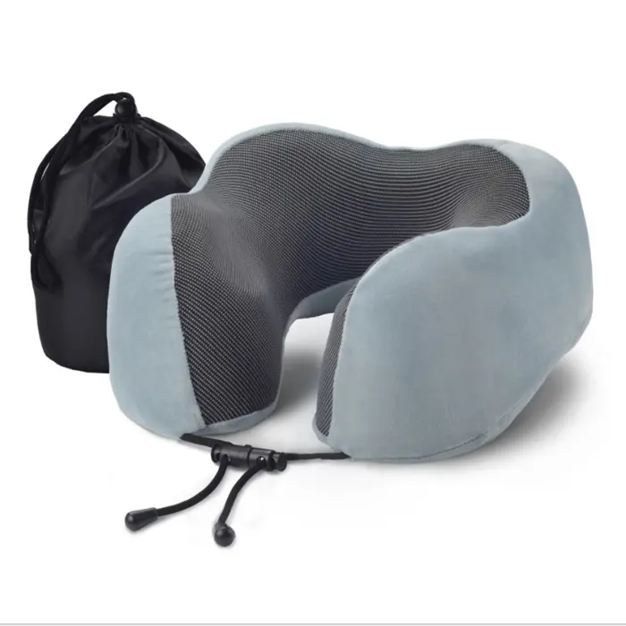 Cuscino da viaggio, cuscini per il collo in pura Memory Foam al 100% per viaggi, aeroplani, viaggi d'affari con borsa di lusso