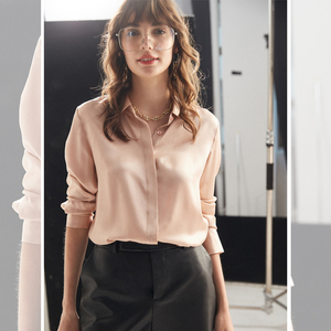 <span class=keywords><strong>Camicia</strong></span> all'ingrosso Logo personalizzato camicetta di <span class=keywords><strong>seta</strong></span> bianca camicie a maniche lunghe in <span class=keywords><strong>seta</strong></span> di gelso da <span class=keywords><strong>donna</strong></span> - Product Image 4