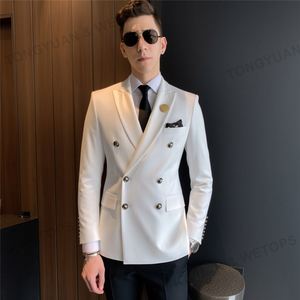Ropa personalizada Chaqueta <span class=keywords><strong>de</strong></span> <span class=keywords><strong>hombre</strong></span> <span class=keywords><strong>Traje</strong></span> Abrigo occidental Boda <span class=keywords><strong>Safari</strong></span> Tallas grandes Juventud Una pieza <span class=keywords><strong>Traje</strong></span> blanco <span class=keywords><strong>para</strong></span> hombres - Product Image 3
