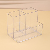 Porte-stylo de bureau multifonctionnel carré en plastique transparent de haute qualité, écologique, imperméable, design élégant
