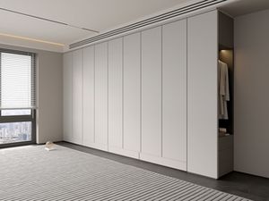 Armoire coulissante de chambre à coucher au design minimaliste moderne, grand placard en bois, meubles pour hôtel, vente directe d'usine - Product Image 2