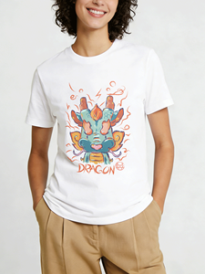 T-shirt a maniche corte da uomo in 100% cotone <span class=keywords><strong>stile</strong></span> cinese 'Drago Carino' personalizzata, direttamente dalla fabbrica, perfetta per l'estate, traspirante - Product Image 2