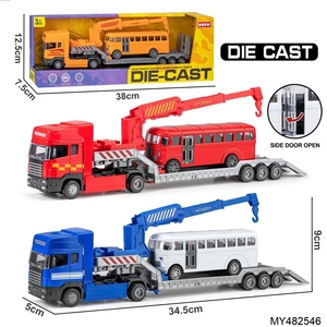 Camiones de Rescate de Plástico Fundido a Presión, Semirremolques, Camiones Tractores, Vehículos de Ingeniería con Mini Coche de Policía/Autobús/Helicóptero - Product Image 5