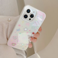Coque de téléphone tendance avec étoiles dorées pour iPhone 16 16pm 16plus 16pro 15 15pm 15pro 15plus 14pm 14 13 13pm 13pro 12 11 Coque en verre