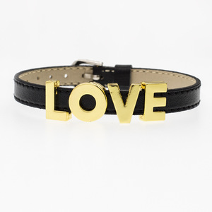 Abalorios de letras en inglés con deslizador hueco de diamantes de imitación metálicos brillantes a través de pulsera de 8mm - Product Image 6