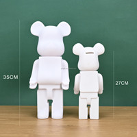 Offre Spéciale Figurine d'ours en briques blanches en résine DIY 27cm 35cm 50cm, Ours en blocs de construction pour les réunions de famille