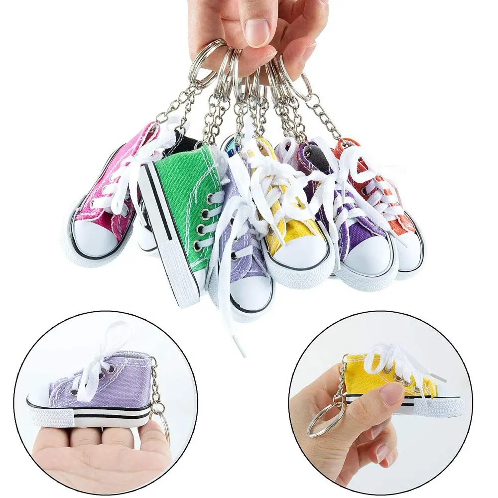 Wholesale Sport Shoes Shape Colorful 3d Mini Shoes Keychain Sneaker Canvas Key Chain