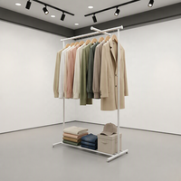 Porte-vêtements commercial sur mesure moderne à hauteur réglable en acier inoxydable à tringle unique