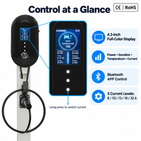 Borne de recharge murale pour véhicules électriques 7 kW, norme GB/T, 32 A, chargeur intelligent avec écran 4,3 pouces, application et RFID pour voitures chinoises