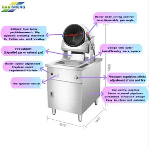 Restaurant elektrisch gas kommerziell automatisch automatisch rührung Wok Kochmaschine Rühren Braten Reismaschine