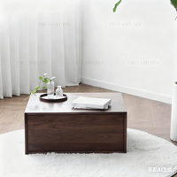 Table basse minimaliste en bois massif, carrée, avec rangement, table d'appoint pour les détaillants de boutiques