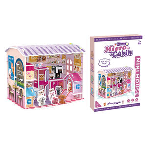 Puzzle 3D créatif, magasin d'animaux de compagnie en dessin animé, micro-maison, puzzle DIY pour enfants, jouet éducatif avec lumières LED - Product Image 1
