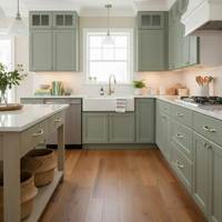 Meubles de cuisine modulaires en bois de haute qualité Prima, design en placage de bois MDF, style Shaker moderne.