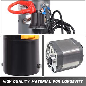 Unité hydraulique avec réservoir d'huile en fer de 8 litres, moteur 12V DC, pompe à double action pour levage 4M, poignée de commande - Product Image 2