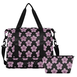 2 Bolsas de Viaje Deportivas con Estampado de Flores de Hau Púrpuras, Estilo Aloha Hawaiano, para Gimnasio, Fin de Semana, con Bolsa Pequeña para <span class=keywords><strong>Mujer</strong></span> - Product Image 2