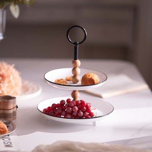 ถาดเสิร์ฟสองชั้นโลหะสีพื้นสำหรับใส่ผลไม้ ตกแต่งบ้านงานแต่ง - Product Image 3