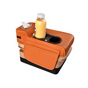 Housse en cuir pour accoudoir central, double porte-gobelets, taille réglable, accessoire intérieur de voiture - Product Image 1