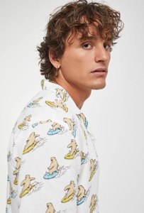 Camicia aperta in morbido tessuto di viscosa con colletto orso Surf camicia da uomo hawaiana vita stile Regular fit - Product Image 3